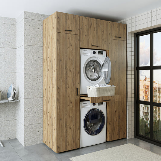 Roomart Waschmaschinenschrank DUO I – 2 Geräte übereinander & Hochschrank, 157 cm