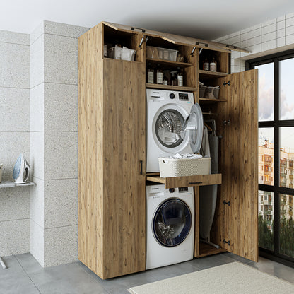 Roomart Waschmaschinenschrank DUO I – 2 Geräte übereinander & Hochschrank, 157 cm