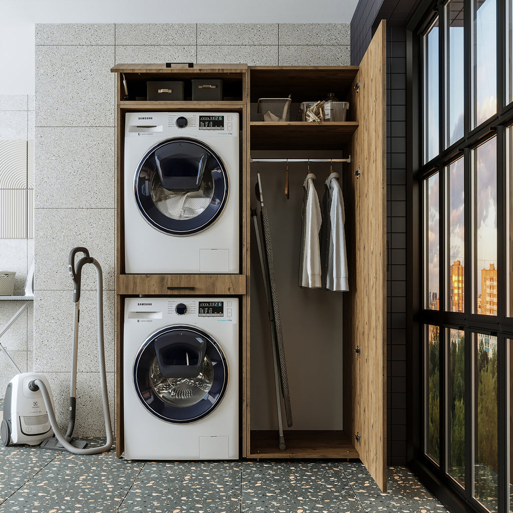 Roomart Waschmaschinenschrank, Trockner auf Waschmaschine • 127 cm breit • In 3 Farben