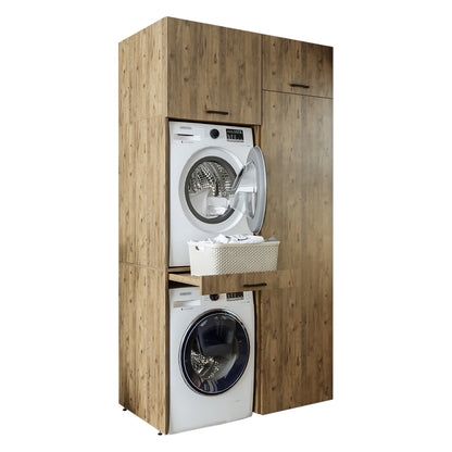 Roomart DUO-I Waschmaschinenschrank 127 cm – Waschmaschine & Trockner übereinander, Hochschrank