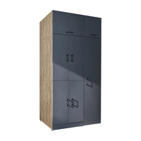 Roomart Waschmaschinenschrank „DORA 115 cm Breit“ für Waschmaschine & Trockner mit Regalböden, in 5 Farben • Weiß • Weiß Eiche • Anthrazit Eiche • Eiche • Schwarz Eiche