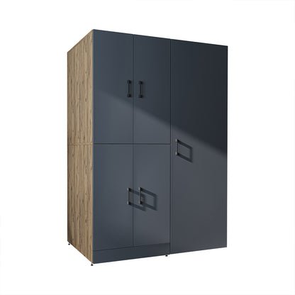 Roomart Waschmaschinenschrank „DORA 130 cm Breit“ für Waschmaschine & Trockner mit Regalböden, in 5 Farben • Weiß • Weiß Eiche • Anthrazit Eiche • Eiche • Schwarz Eiche (Kopie)