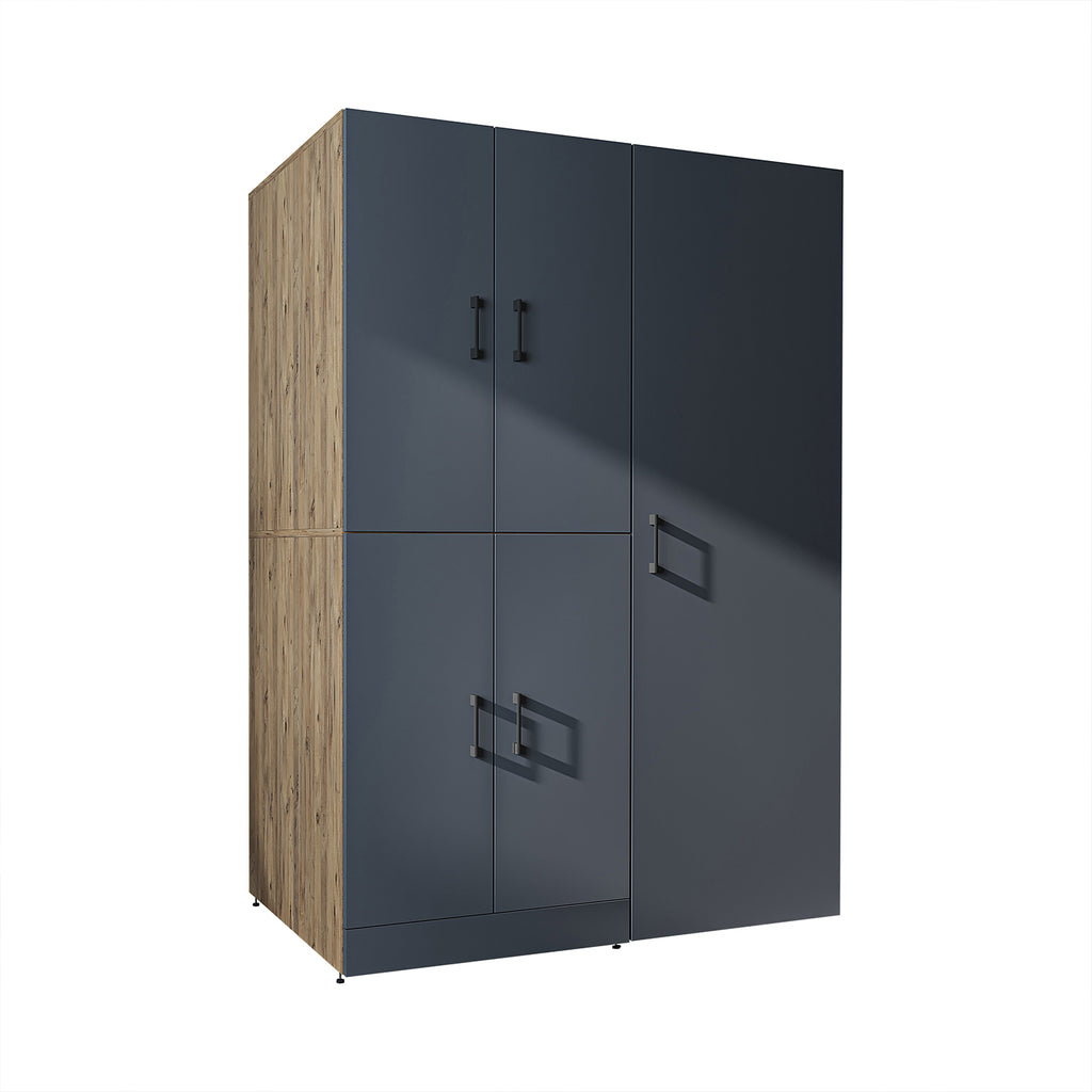 Roomart Waschmaschinenschrank „DORA 130 cm Breit“ für Waschmaschine & Trockner mit Regalböden, in 5 Farben • Weiß • Weiß Eiche • Anthrazit Eiche • Eiche • Schwarz Eiche (Kopie)