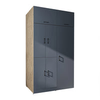 Roomart Waschmaschinenschrank „DORA 130 cm Breit“ für Waschmaschine & Trockner mit Regalböden, in 5 Farben • Weiß • Weiß Eiche • Anthrazit Eiche • Eiche • Schwarz Eiche (Kopie)