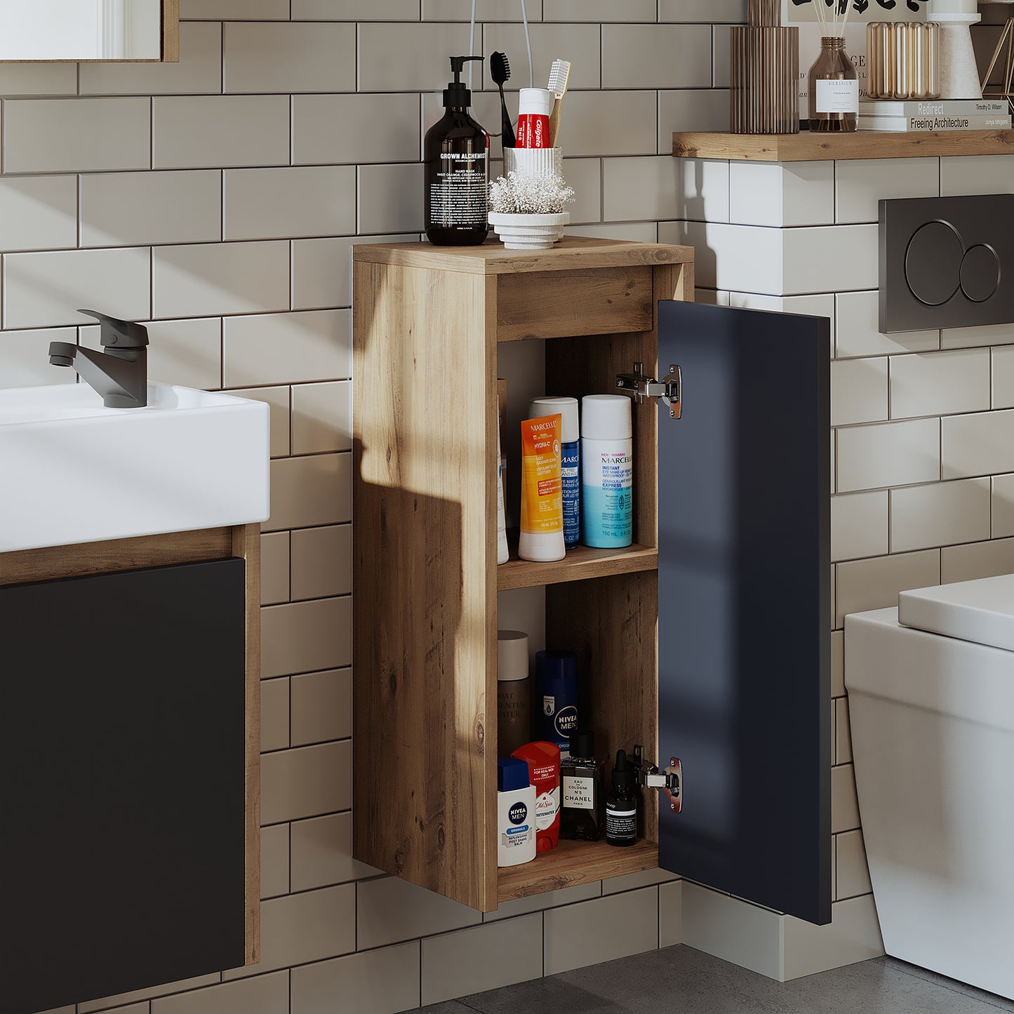 Badmöbelset • PUNTO • Unterschrank mit Waschbecken • Badezimmer Möbel • Gäste WC