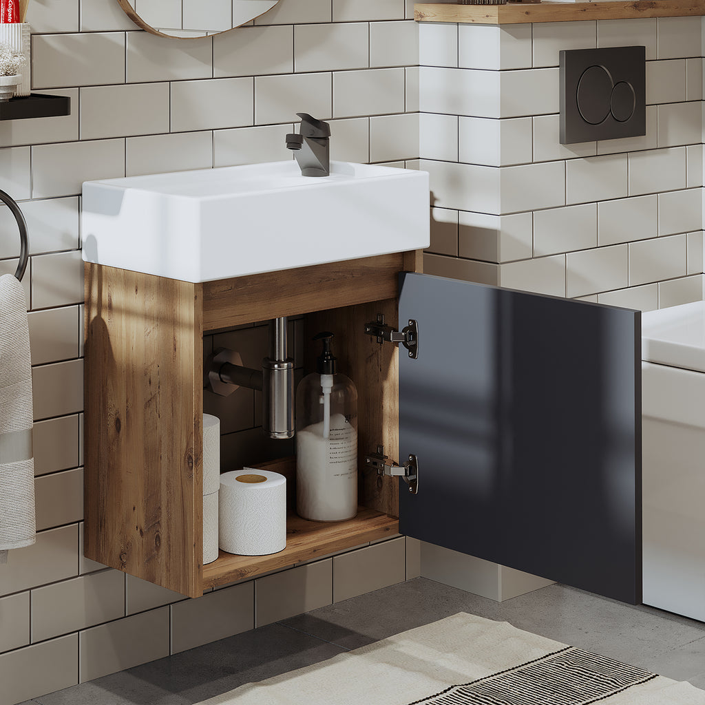 Roomart, MINI vanity unit with washbasin 50cm guest toilet bathroom furniture in 5 colors - and, mirror cabinet, cheap, sets, furniture, without, siphon, ceramic, bathroom furniture set, bathroom furniture sets, country style, washbasin, washbasin, bathroom cabinet, countertop basin