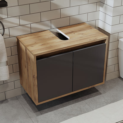 Roomart Badezimmer Unterschrank HBT:45x65x35 cm • Weiß • Eiche • Weiß-Eiche • Anthrazit Eiche
