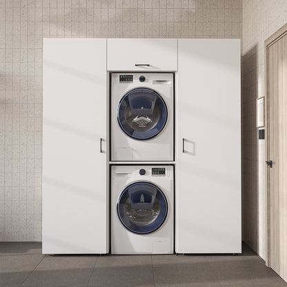 Roomart DUO-I Schrankwand 187 cm – Waschmaschine & Trockner übereinander & Hochschrank | in 3 Farben