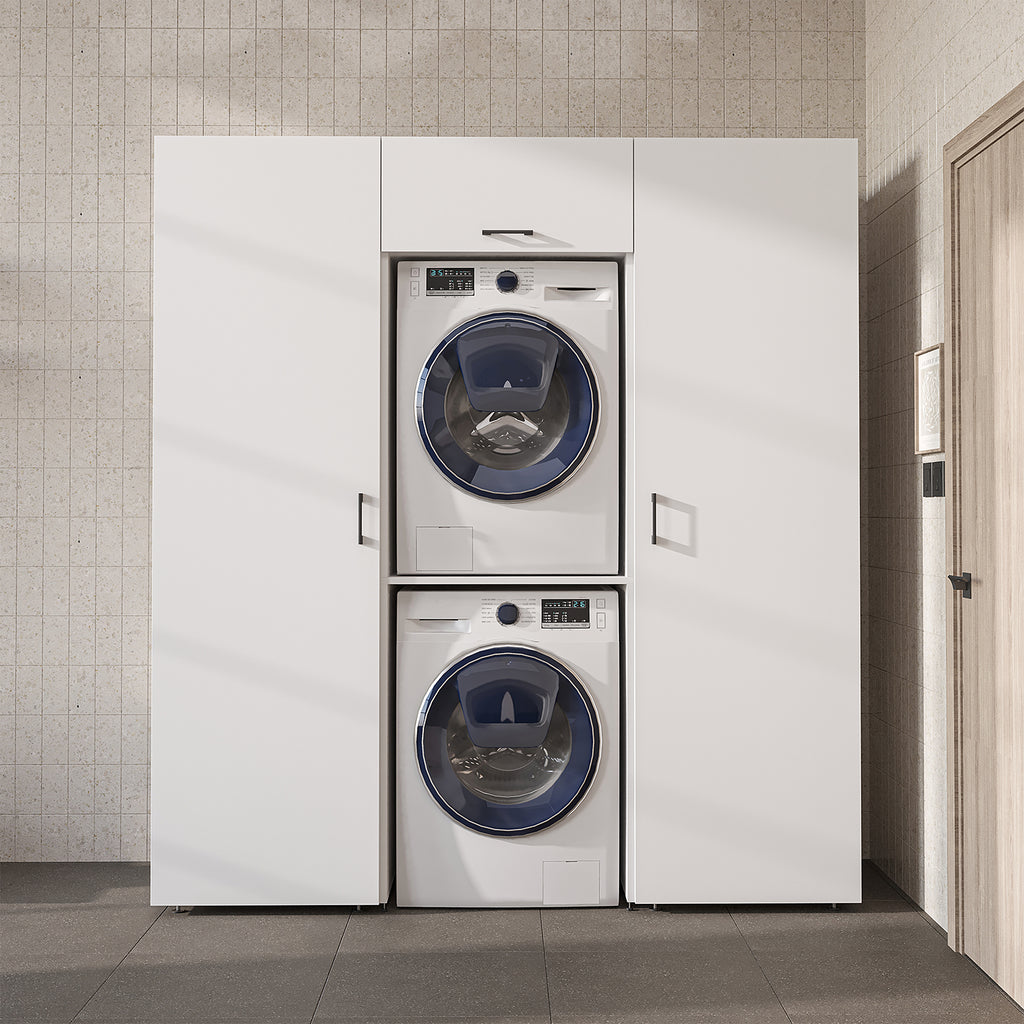 Roomart DUO-I Schrankwand 187 cm – Waschmaschine & Trockner übereinander & Hochschrank | in 3 Farben