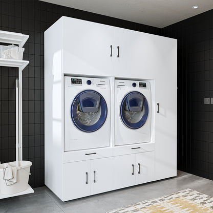 Roomart armario sobremesa para lavadero y cuarto de servicio, en 3 colores, con cajones y estante extraíble, 179 cm de ancho - armario para lavadora, estante para lavadora, torre de lavado, armario, blanco, lavadoras, armario bajo, lavadora, secadora, hogar