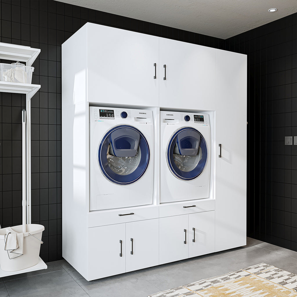 Roomart armario sobremesa para lavadero y cuarto de servicio, en 3 colores, con cajones y estante extraíble, 179 cm de ancho - armario para lavadora, estante para lavadora, torre de lavado, armario, blanco, lavadoras, armario bajo, lavadora, secadora, hogar