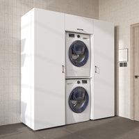 Roomart DUO-I Schrankwand 187 cm – Waschmaschine & Trockner übereinander & Hochschrank | in 3 Farben