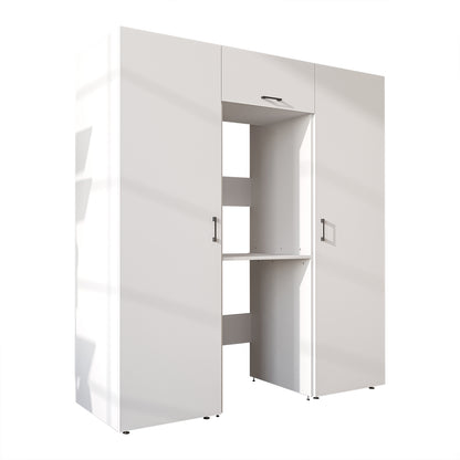 Roomart DUO-I Schrankwand 187 cm – Waschmaschine & Trockner übereinander & Hochschrank | in 3 Farben