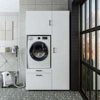 Roomart Waschmaschinenschrank SERIE 2 – Überbauschrank mit Schublade, Überbauschrank für Waschküche & Hauswirtschaftsraum – mit Ausziehbrett & Schublade – in 3 Farben