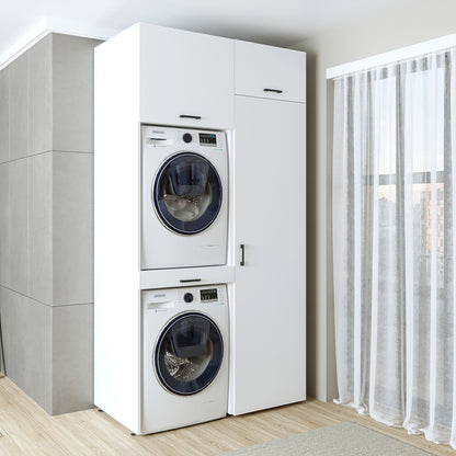 Roomart DUO-I Waschmaschinenschrank 127 cm – Waschmaschine & Trockner übereinander, Hochschrank