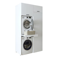 Roomart DUO-I Waschmaschinenschrank 127 cm – Waschmaschine & Trockner übereinander, Hochschrank