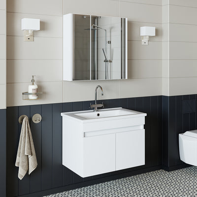 Roomart 3-teiliges Badmöbel-Set ATRIA, 65 cm, mit Keramikbecken und Spiegelschrank, in 4 Farben