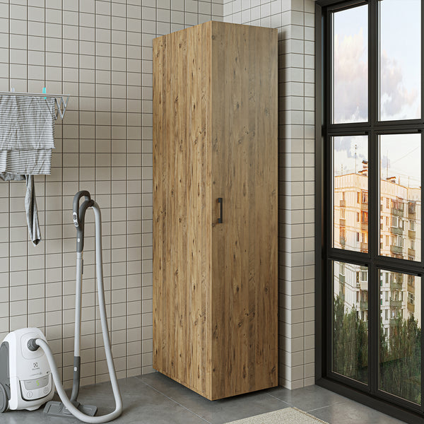 Roomart Hochschrank 45 cm breit – kombinierbar mit SERIE 2, 3 & DUO - Badschrank/Mehrzweckschrank mit Einlegeboden – Weiß, Schwarz Eiche, Eiche