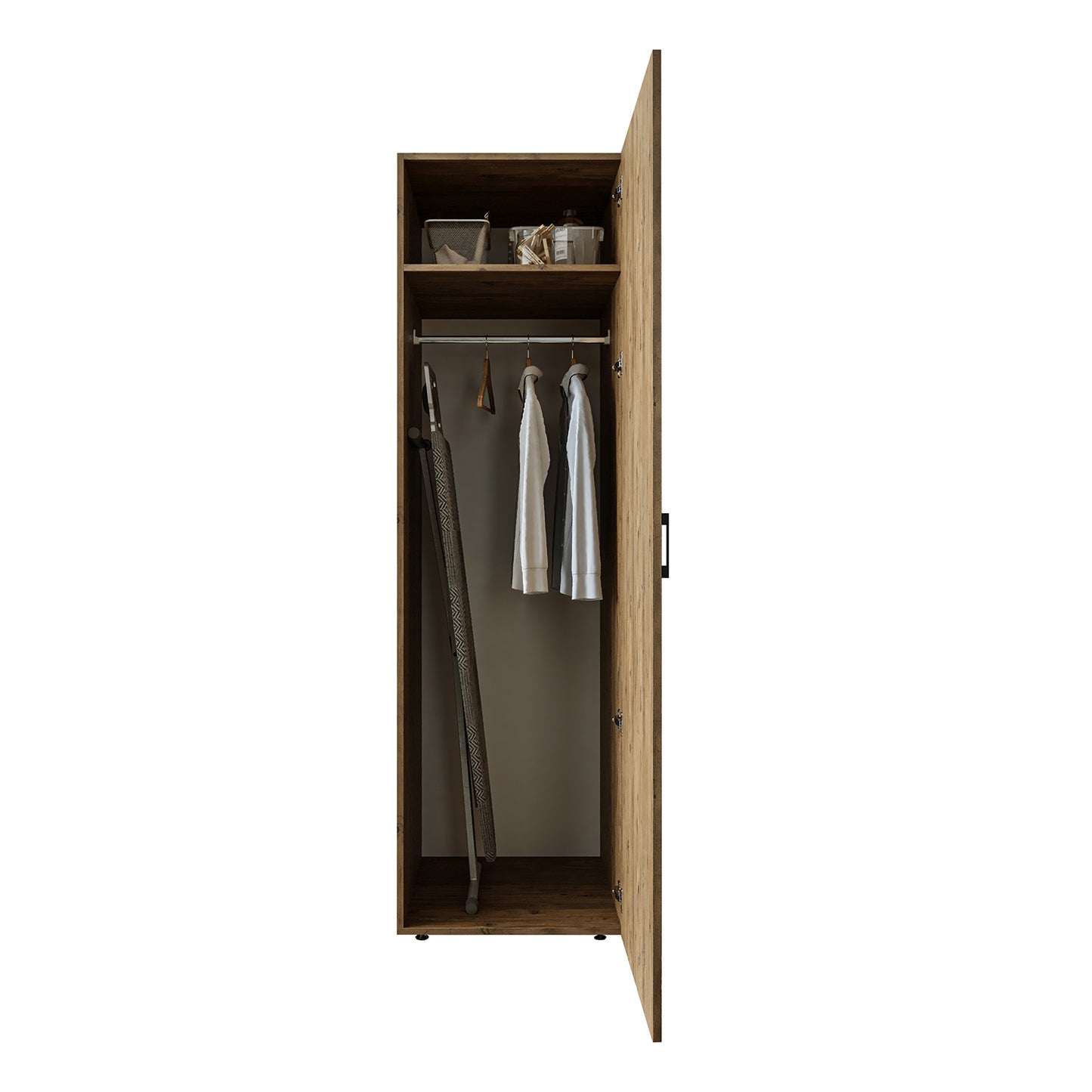 1x • Weiß 60cm Hochschrank – • Einlegboden Schwarz Roomart Breit mit • |