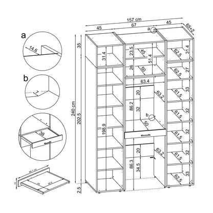 Roomart Waschmaschinenschrank DUO I – 2 Geräte übereinander & Hochschrank, 157 cm