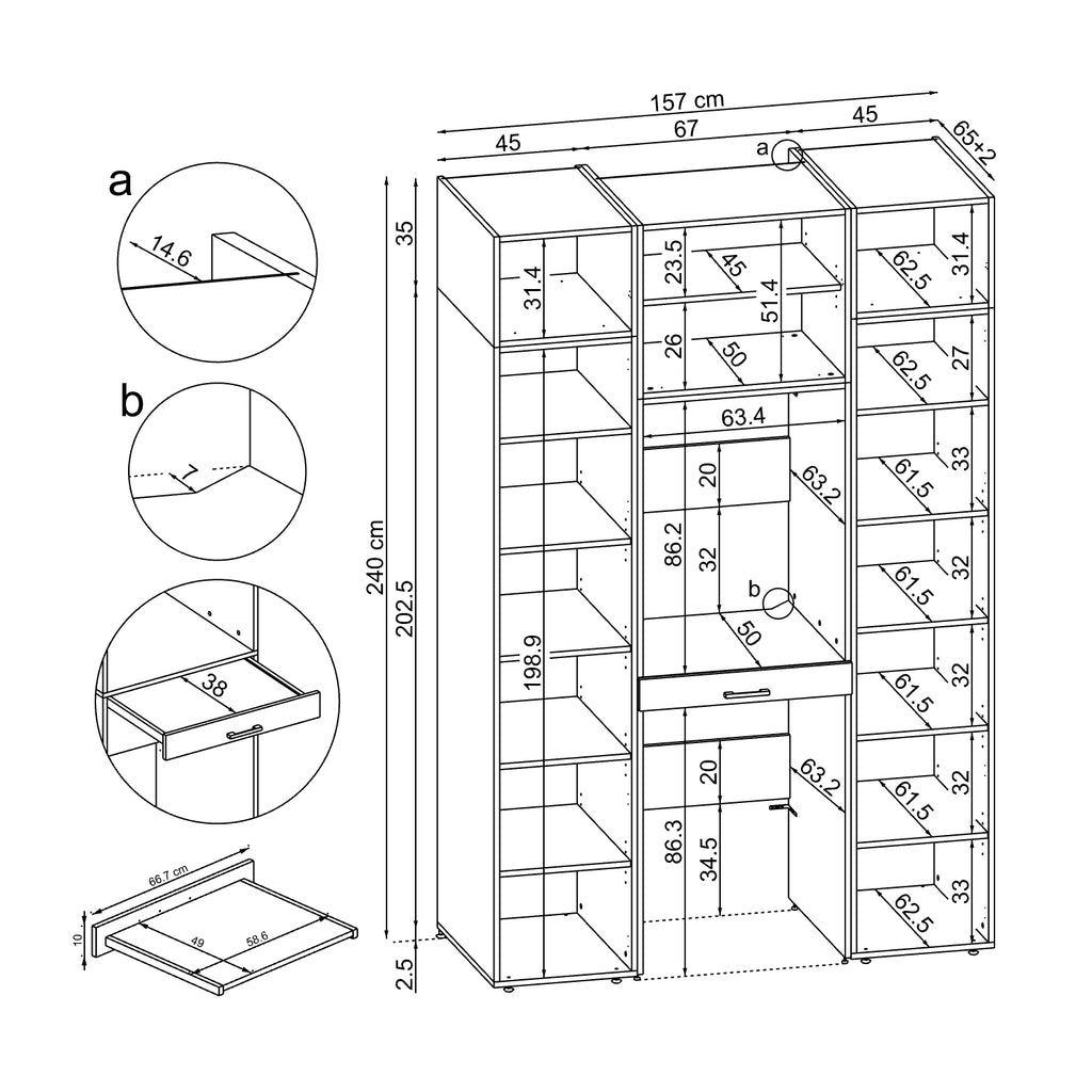 Roomart Waschmaschinenschrank DUO I – 2 Geräte übereinander & Hochschrank, 157 cm