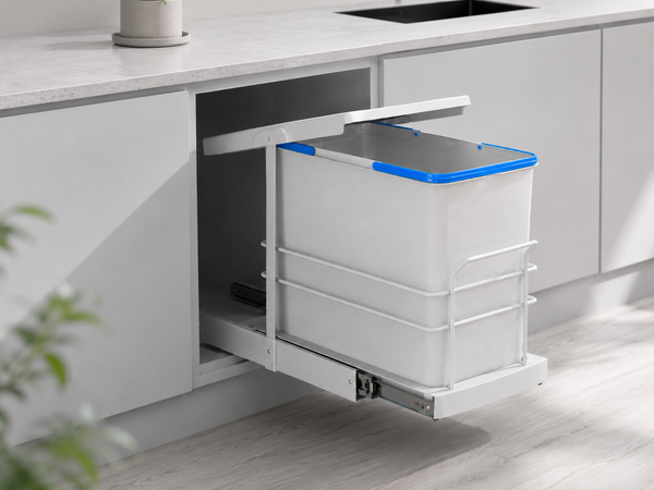 Roomart Einbau-Mülleimer Küche ausziehbar 24L – Mülleimersystem für Unterschrank in 2 Farben