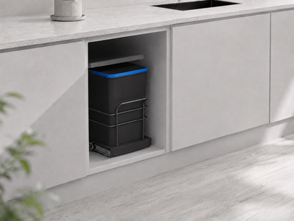 Roomart Einbau-Mülleimer Küche ausziehbar 24L – Mülleimersystem für Unterschrank in 2 Farben