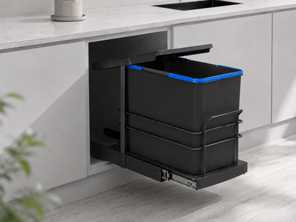 Roomart Einbau-Mülleimer Küche ausziehbar 24L – Mülleimersystem für Unterschrank in 2 Farben