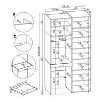 Roomart Waschmaschinenschrank & Trocknerschrank – SERIE DUO-I-  127 cm breit - Trockner auf Waschmaschine – Waschturm / Überbauschrank für Waschküche & Hauswirtschaftsraum – In 3 Farben