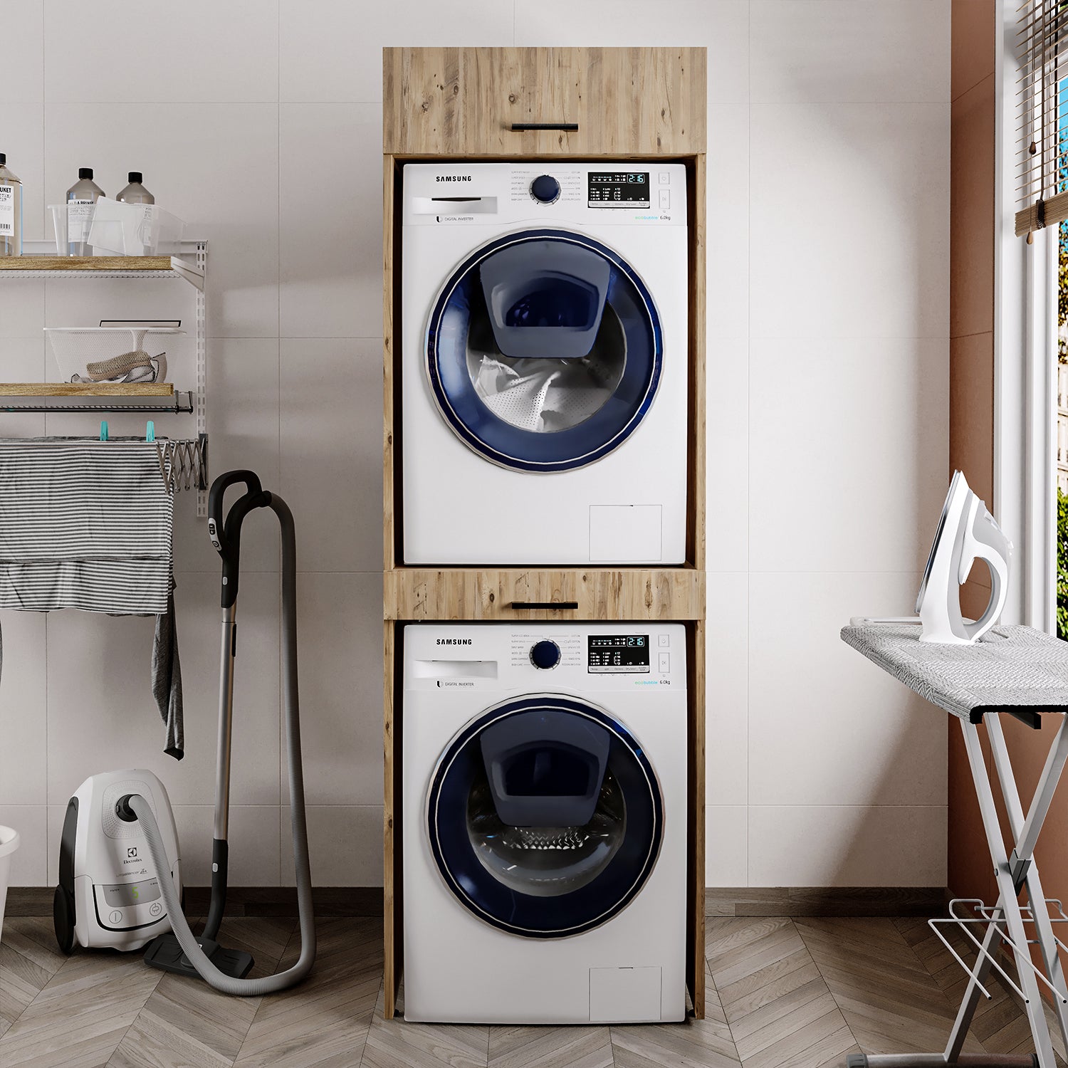 Waschmaschine in für Farben Trockner Roomart & – Waschmaschinenschrank 3