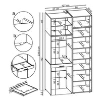 Roomart DUO-I Waschmaschinenschrank 127 cm – Waschmaschine & Trockner übereinander, Hochschrank