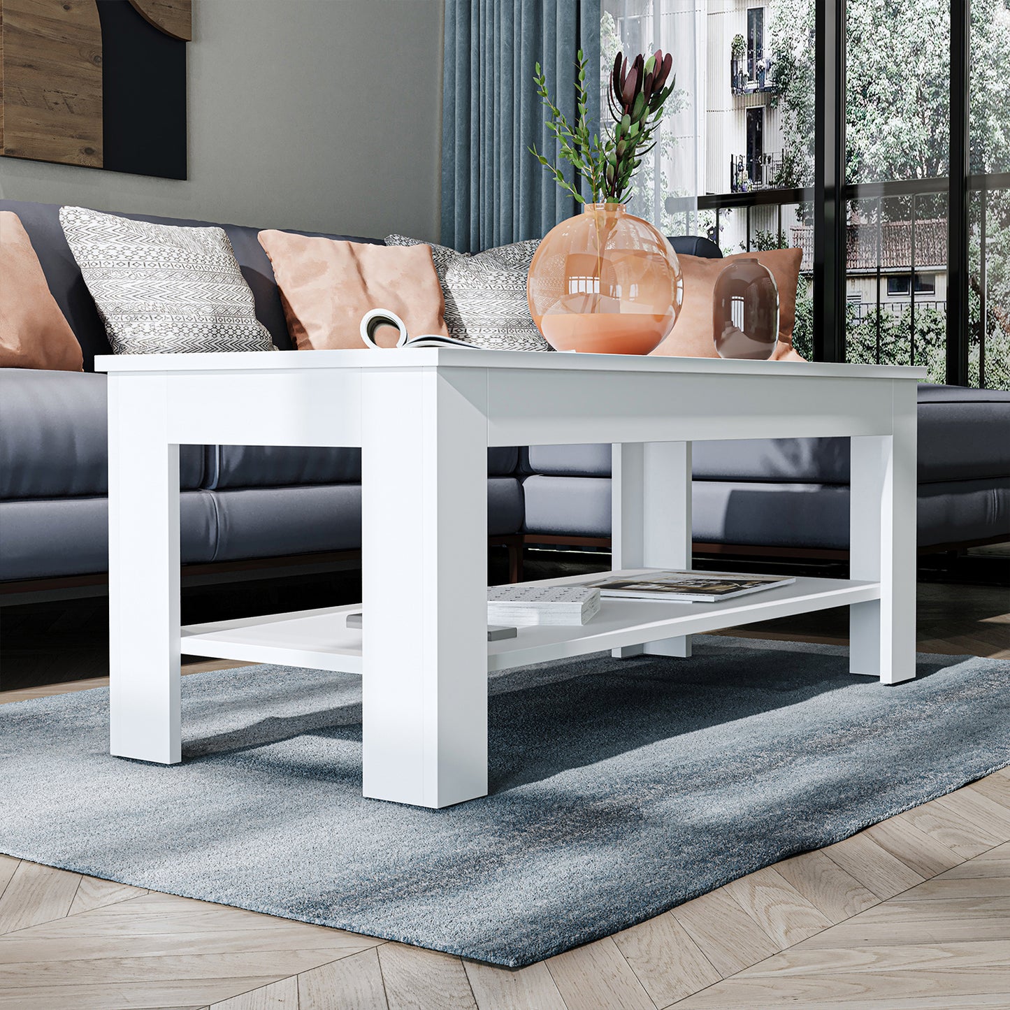 Roomart Couchtisch HELSINKI, 80 oder 110 cm, mit Ablageboden, in 4 Farben