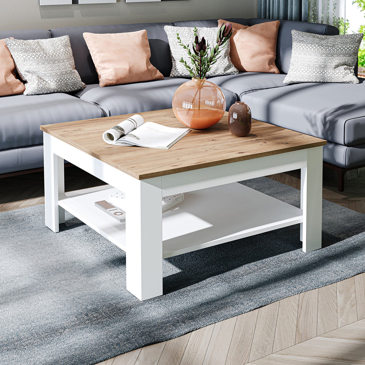 Roomart Couchtisch HELSINKI, 80 oder 110 cm, mit Ablageboden, in 4 Farben