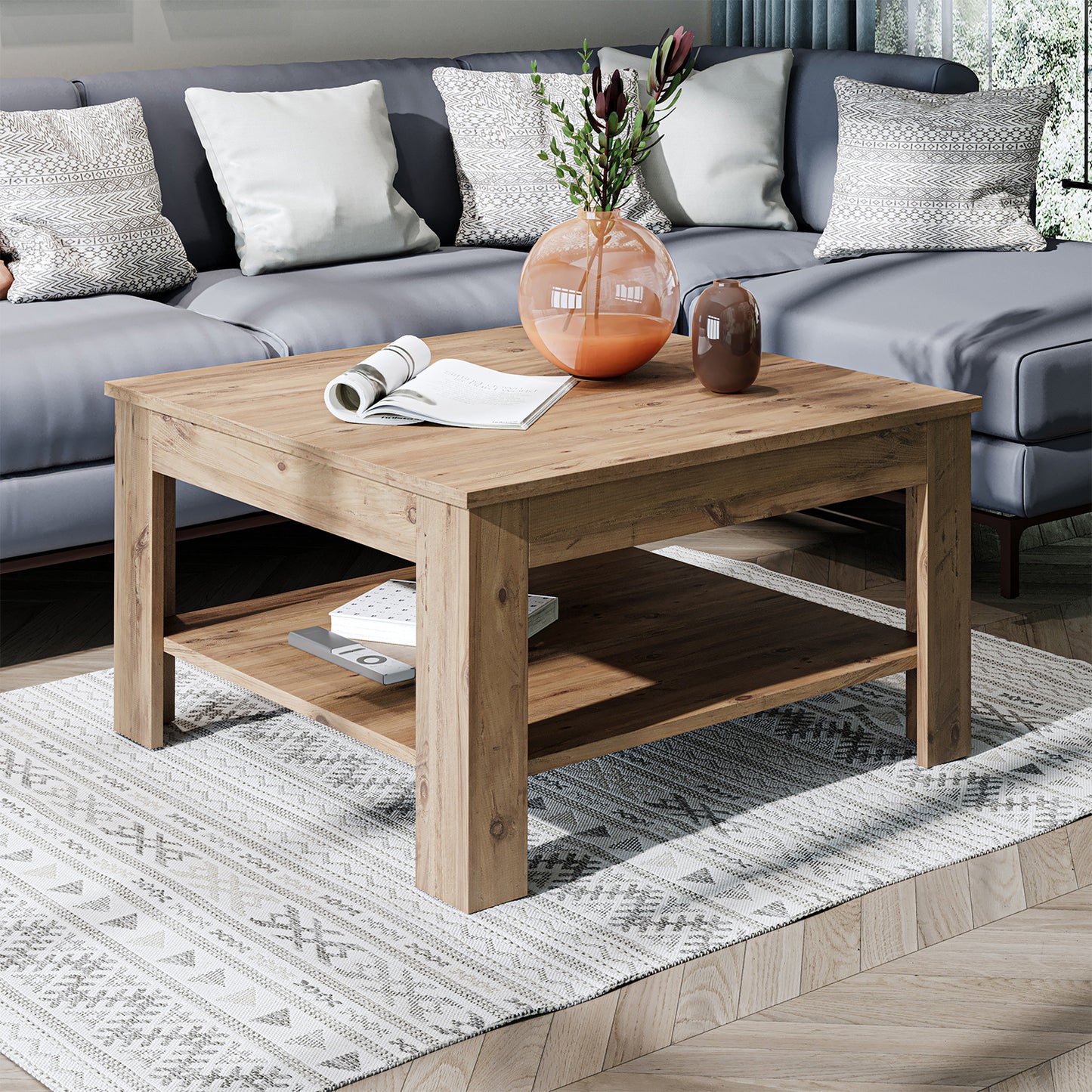 Roomart Couchtisch HELSINKI, 80 oder 110 cm, mit Ablageboden, in 4 Farben