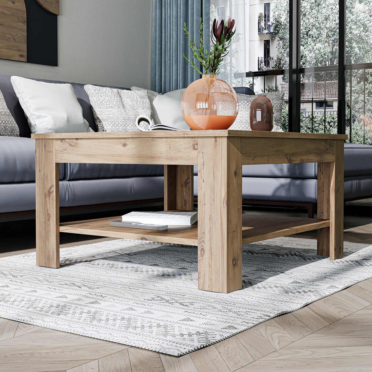 Roomart Couchtisch HELSINKI, 80 oder 110 cm, mit Ablageboden, in 4 Farben