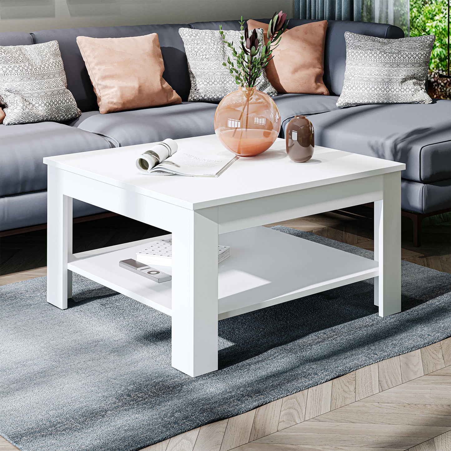 Roomart Couchtisch HELSINKI, 80 oder 110 cm, mit Ablageboden, in 4 Farben