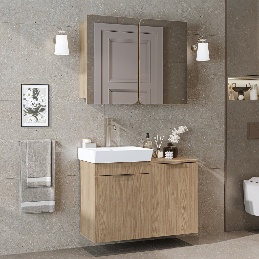 Roomart 2-teiliges Badmöbel-Set LYCIA, 49 cm, Waschtisch mit Spiegelschrank, in 4 Farben