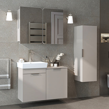 Roomart 3-teiliges Badmöbel-Set LYCIA, 49 cm, Waschtisch, Spiegelschrank und Hochschrank, in 4 Farben
