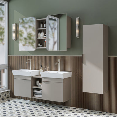 Roomart Badmöbel-Set LYCIA 120 cm, 4-teilig mit Doppelwaschtisch und Spiegelschrank, in 4 Farben