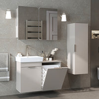 Badmöbel-Set LYCIA 49 cm in Beige mit Waschbecken und Wäschekorb