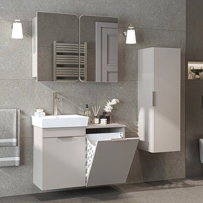 Roomart 4-teiliges Badmöbel-Set LYCIA, 49 cm, Waschtisch, Spiegelschrank und Hochschrank, in 4 Farben