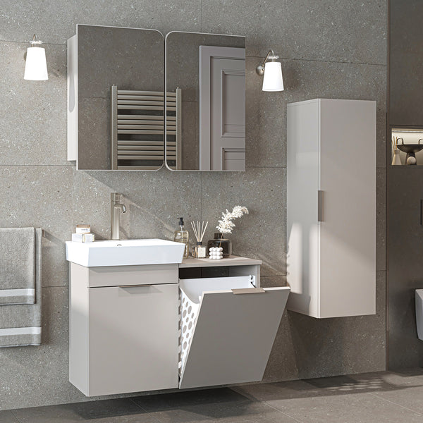 Roomart 4-teiliges Badmöbel-Set LYCIA, 49 cm, Waschtisch, Spiegelschrank und Hochschrank, in 4 Farben
