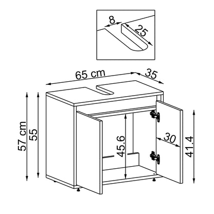 Roomart Badezimmer Unterschrank HBT:55x65x35 cm • Weiß • Eiche • Weiß-Eiche • Anthrazit Eiche