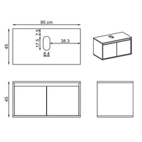 Roomart Atlantic, Waschbecken mit Unterschrank, 85 cm • Weiß • Eiche • Weiß-Eiche • Anthrazit Eiche