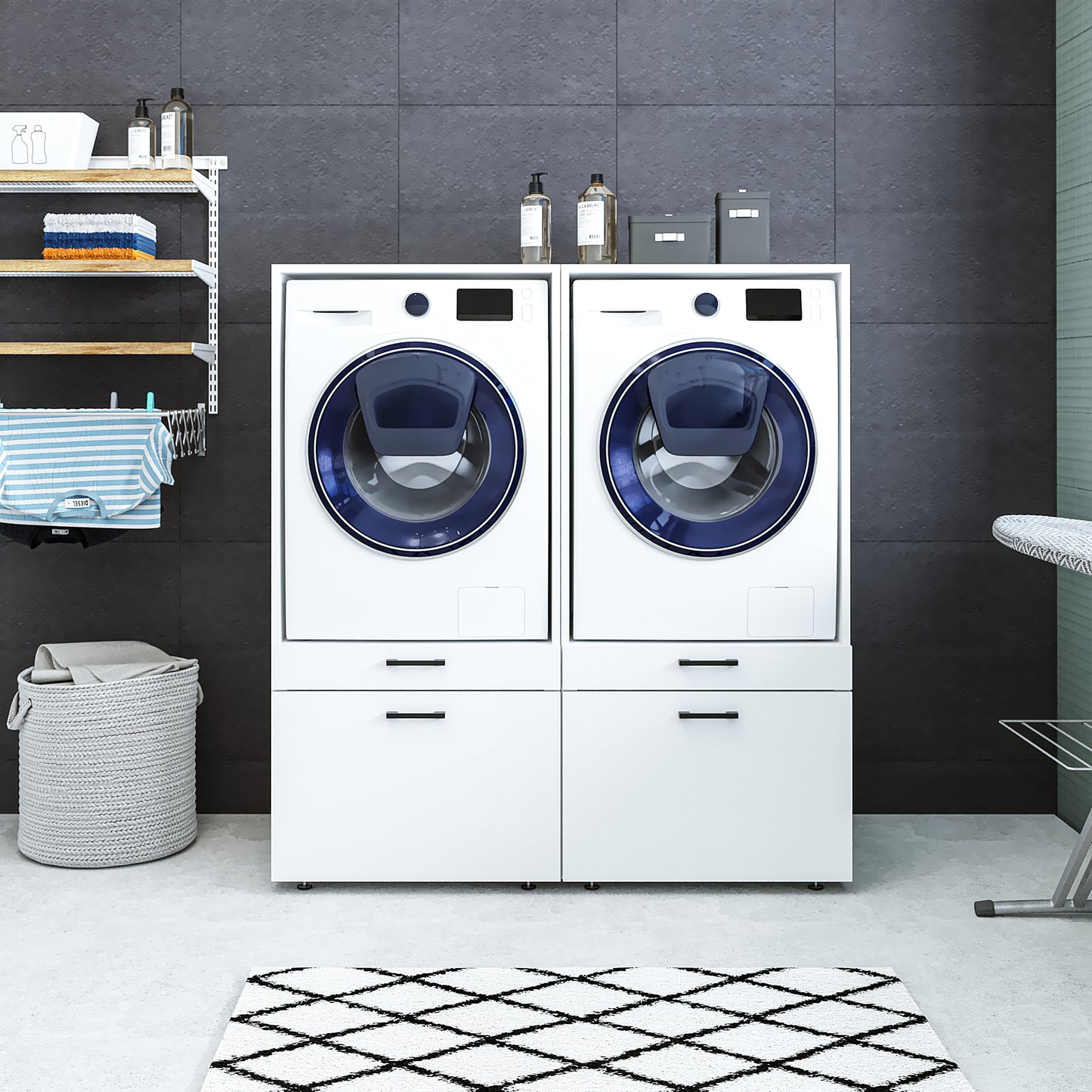 Roomart Waschmachinen Doppelschrrank Überbauschrank, 134 cm Breit, mit Ausziehbrett, in 3 Farben Roomart Waschmachinen Doppelschrrank Überbauschrank, 134 cm Breit, mit Ausziehbrett, in 3 Farben - waschmaschinenschrank, waschmaschinenregal, waschturm, schr