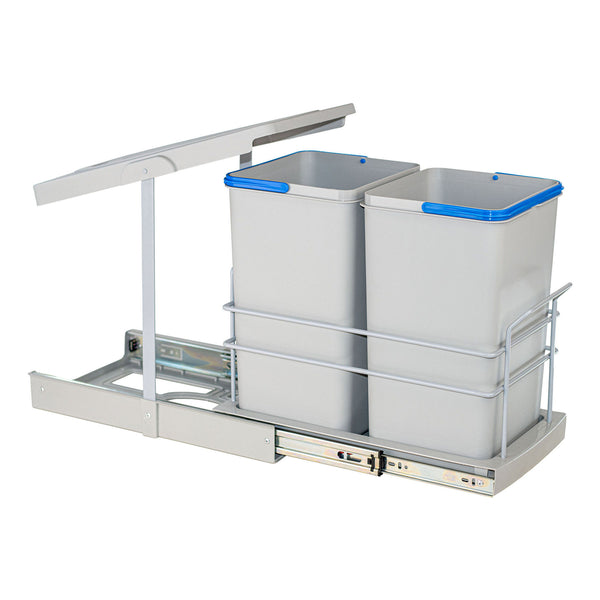 Roomart Einbau-Mülleimer Küche ausziehbar 2×12L – Mülltrennsystem für Unterschrank in 2 Farben