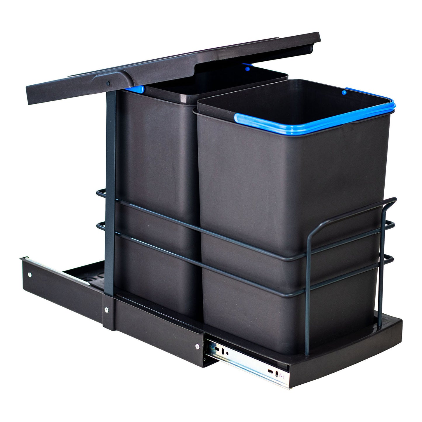 Roomart Einbau-Mülleimer Küche ausziehbar 2×12L – Mülltrennsystem für Unterschrank in 2 Farben