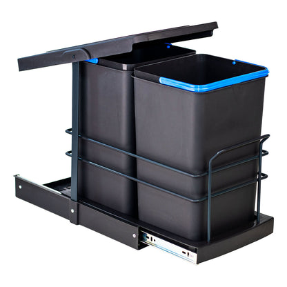 Roomart Einbau-Mülleimer Küche ausziehbar 2×12L – Mülltrennsystem für Unterschrank in 2 Farben