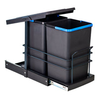 Roomart Einbau-Mülleimer Küche ausziehbar 2×12L – Mülltrennsystem für Unterschrank in 2 Farben