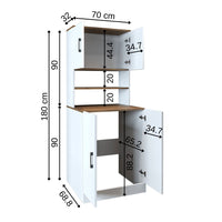 Roomart, Badezimmer Waschmaschinenschrank ATRIA, Waschmaschinenüberbau, BHT: 70 x 180 x 69 cm, in Weiß-Eiche, Anthrazit Eiche waschmaschinenschrank, waschmaschinenregal, waschturm, schrank, weiß, waschmaschinen, unterschrank, waschmaschine, trockner, haus